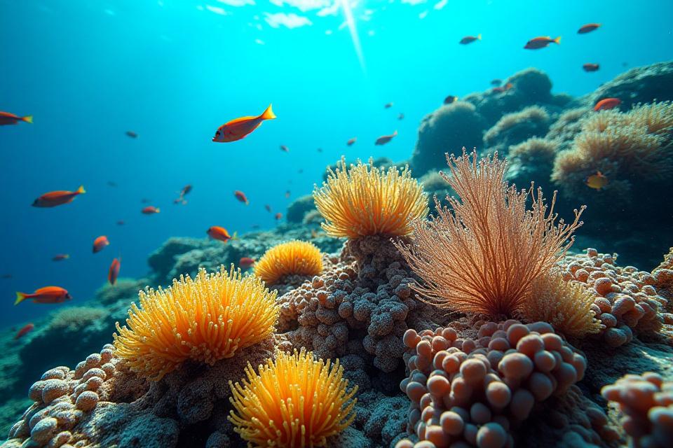 Vibrant coral reef underwater with diverse marine life