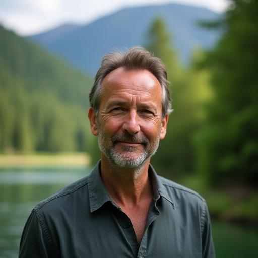 Sustainable tourism expert man with nature landscape background