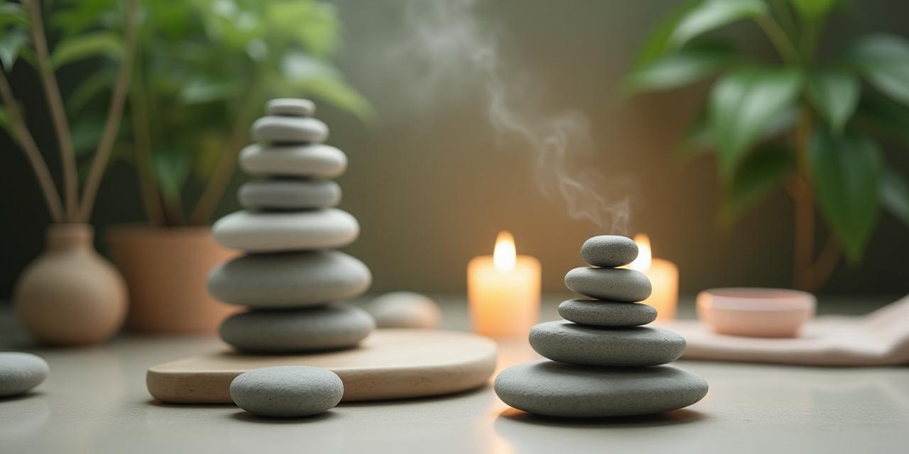 Wellness spa with zen stones and meditation space